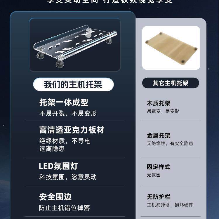 电脑主移托架桌下台式箱托架机办公室可动底座F977JM67带滑轮置机