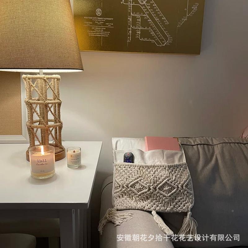 波米亚手工纳袋沙发边床头壁挂693汽车座位收纳挂西带挂收带棉绳
