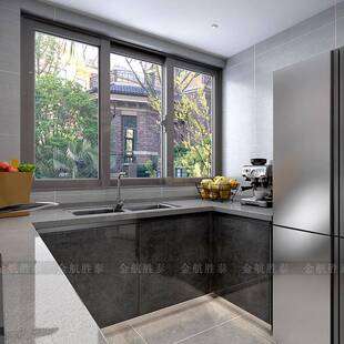 面北无品牌/京家用整体厨柜装修石英吊不锈钢台石厨房简约一体组