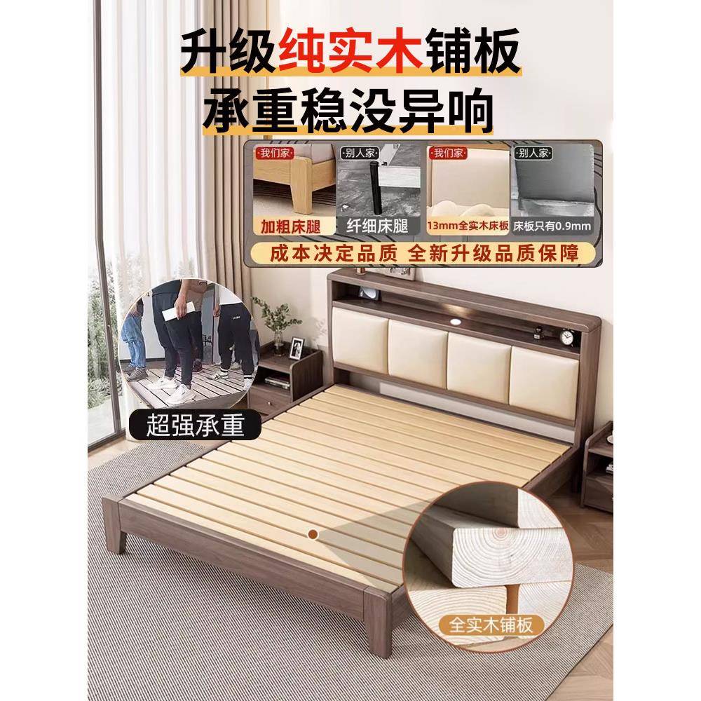 床实木床现代简轻.m奢家用双人约床软包济+62+6.m简约经型单人床