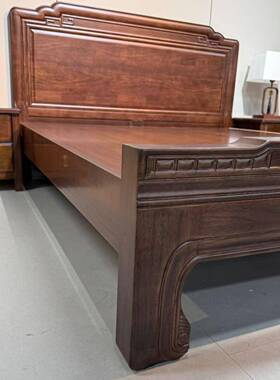 实木床11907紫檀木新中室式榫米卯结构大床2雕花仿古典脚1.5米老