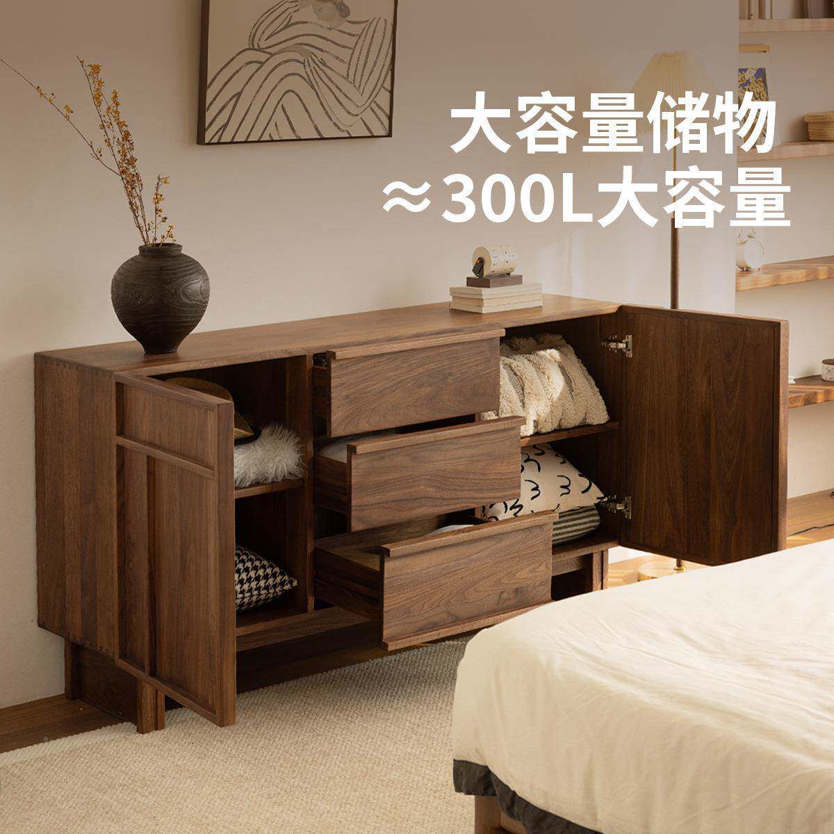 木北美黑胡无品牌/桃木实餐边柜中客古风厅靠墙入电视柜收纳户玄