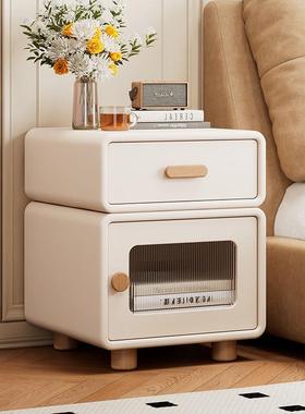 奶现油头柜超窄简约代床202IZU5新款边柜家用卧室网红小床型收纳