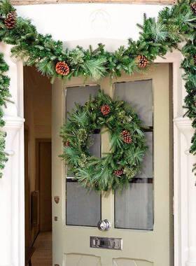 圣856诞藤条挂饰饰圣诞节装品花环橱装饰窗酒吧摆件场景布置场商
