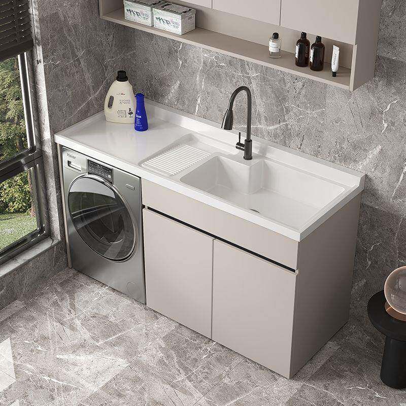 阳洗伴洗衣柜组合奶油风滚筒MFW衣池台面带搓台板一体侣组合柜浴