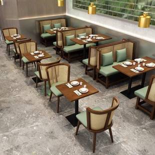 茶餐厅简约亚南编藤ZPX-060沙发餐东吧饭店商用靠墙卡题座主餐厅