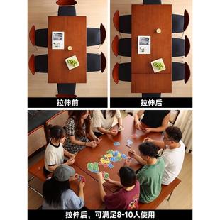 合复古风日实木伸缩桌子 北欧中用古餐桌小户PLW型家餐桌椅组式