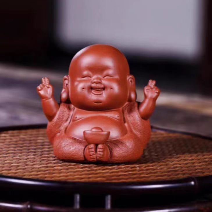 宜兴紫砂供笑口常开开心佛茶宠