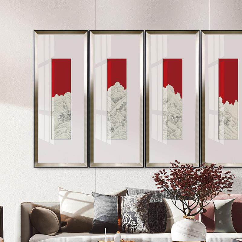 西山晴新中式客厅组合画墨山水关画大师国画QZ202207样水板间玄装