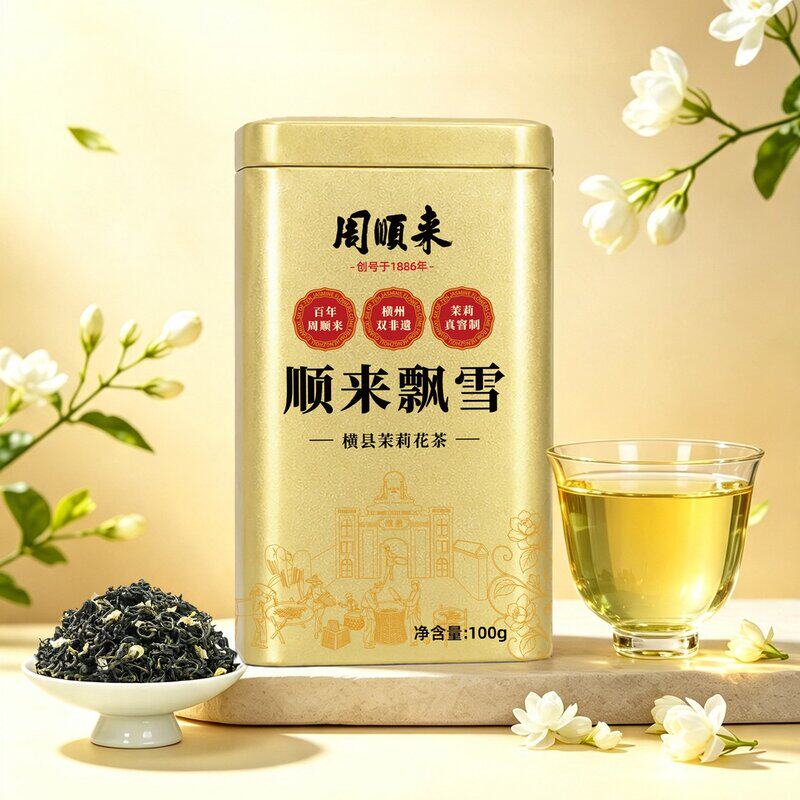 周顺来茉莉花茶 顺来飘雪 七次窨制 广西横县茉莉花茶 /5