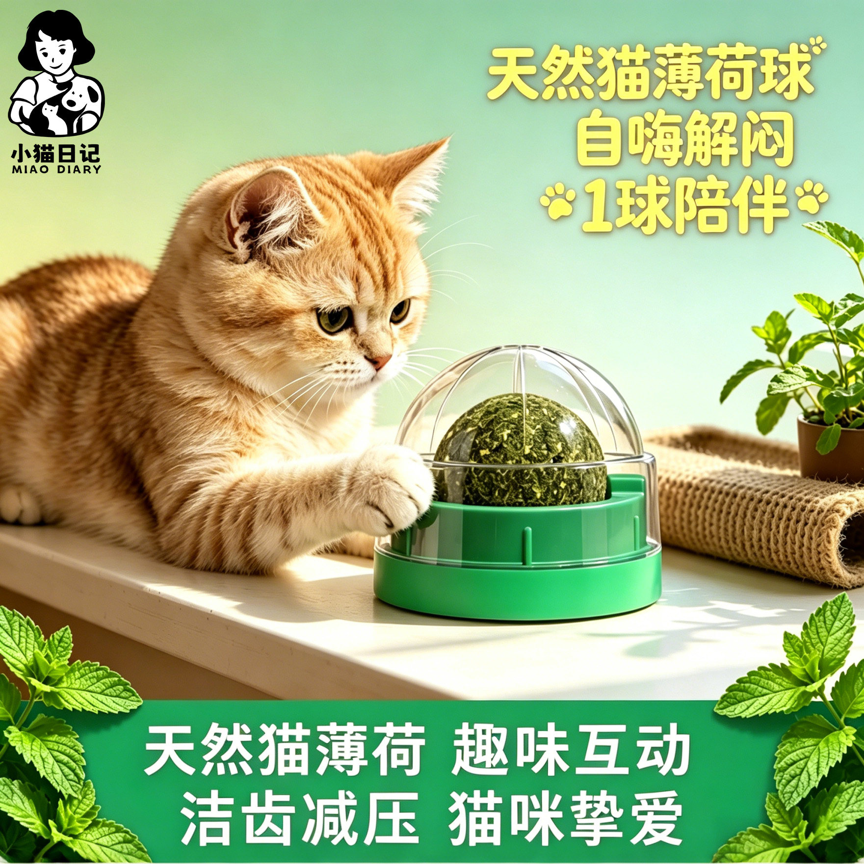 猫咪解闷猫薄荷球强粘耐咬玩具