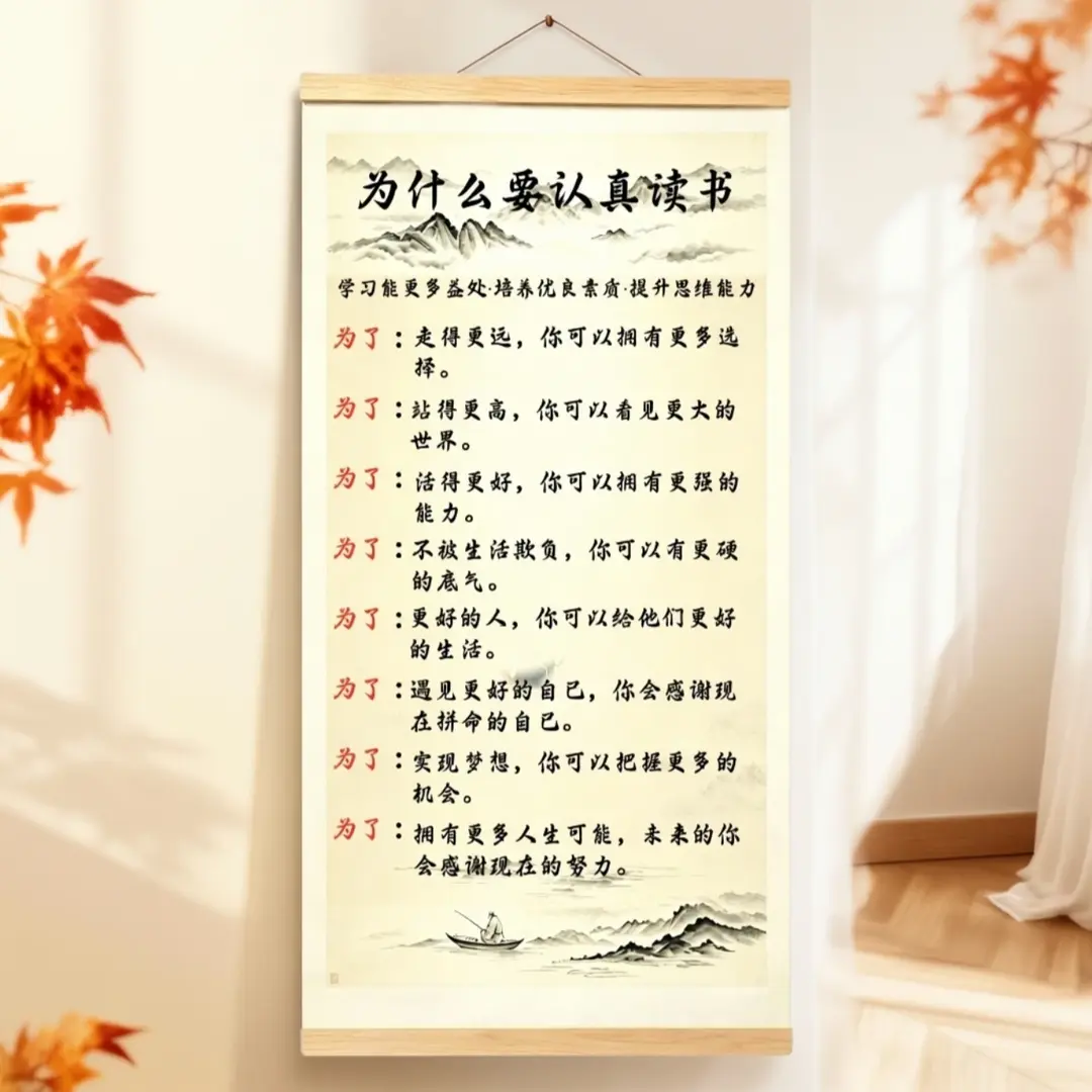 为什么认真读书少年励志客厅挂画