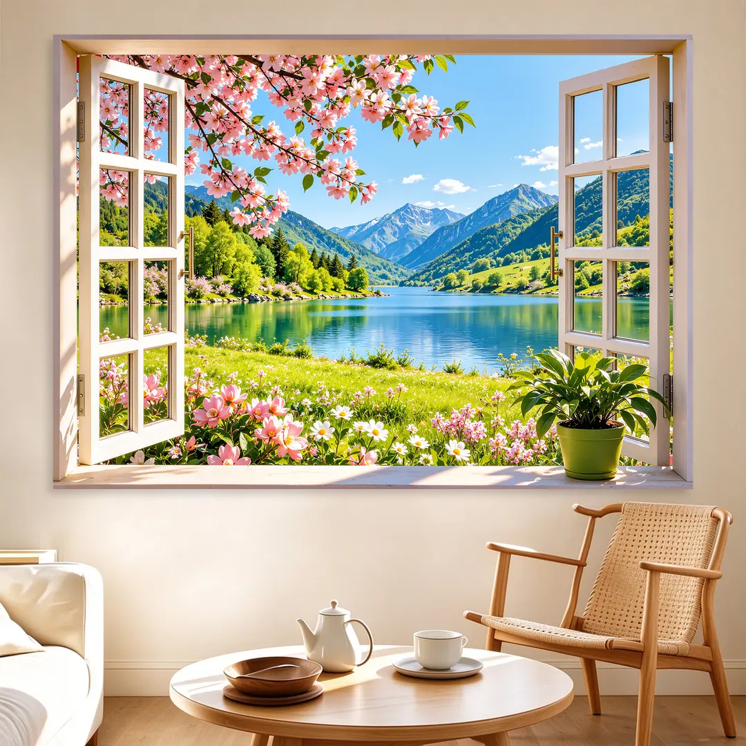 3d立体墙贴画风景画贴纸装饰画