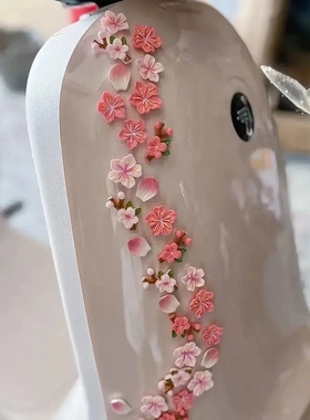 新款桃花车内饰品摆件可爱花朵立体车载中控屏幕摆饰电动车小装饰