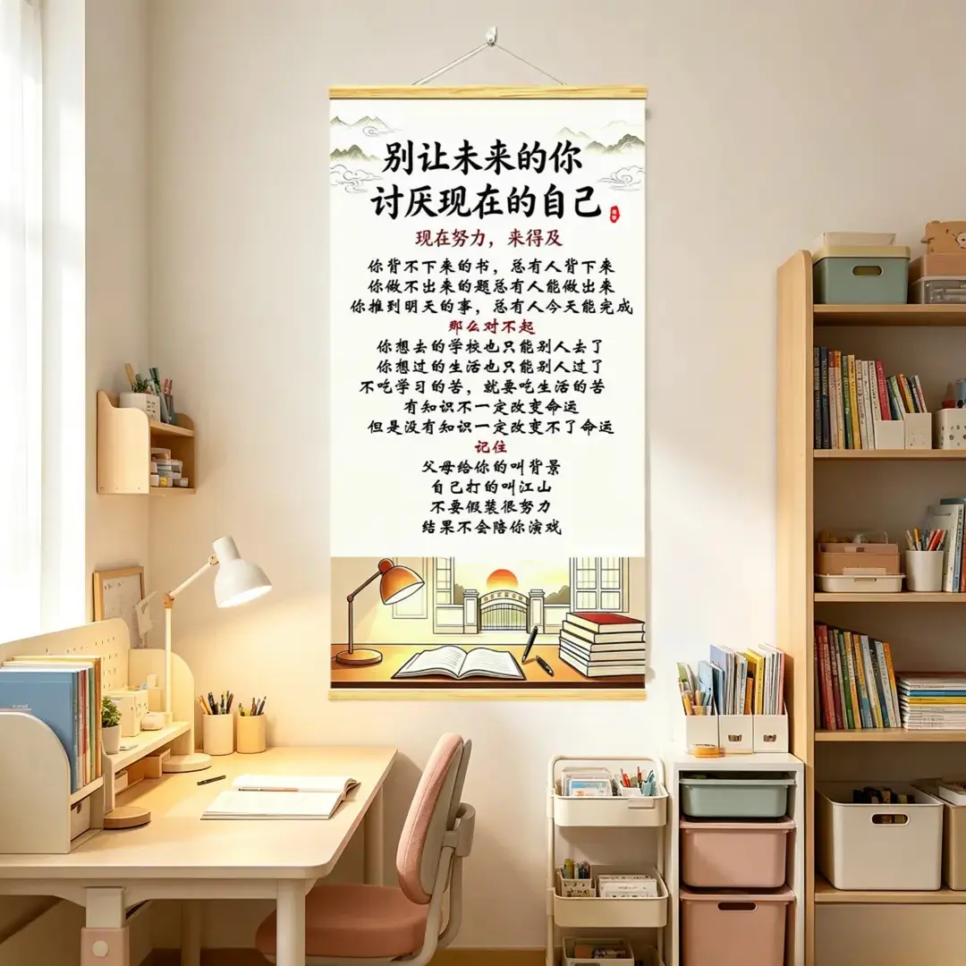 现在努力来得及新中式挂画励志