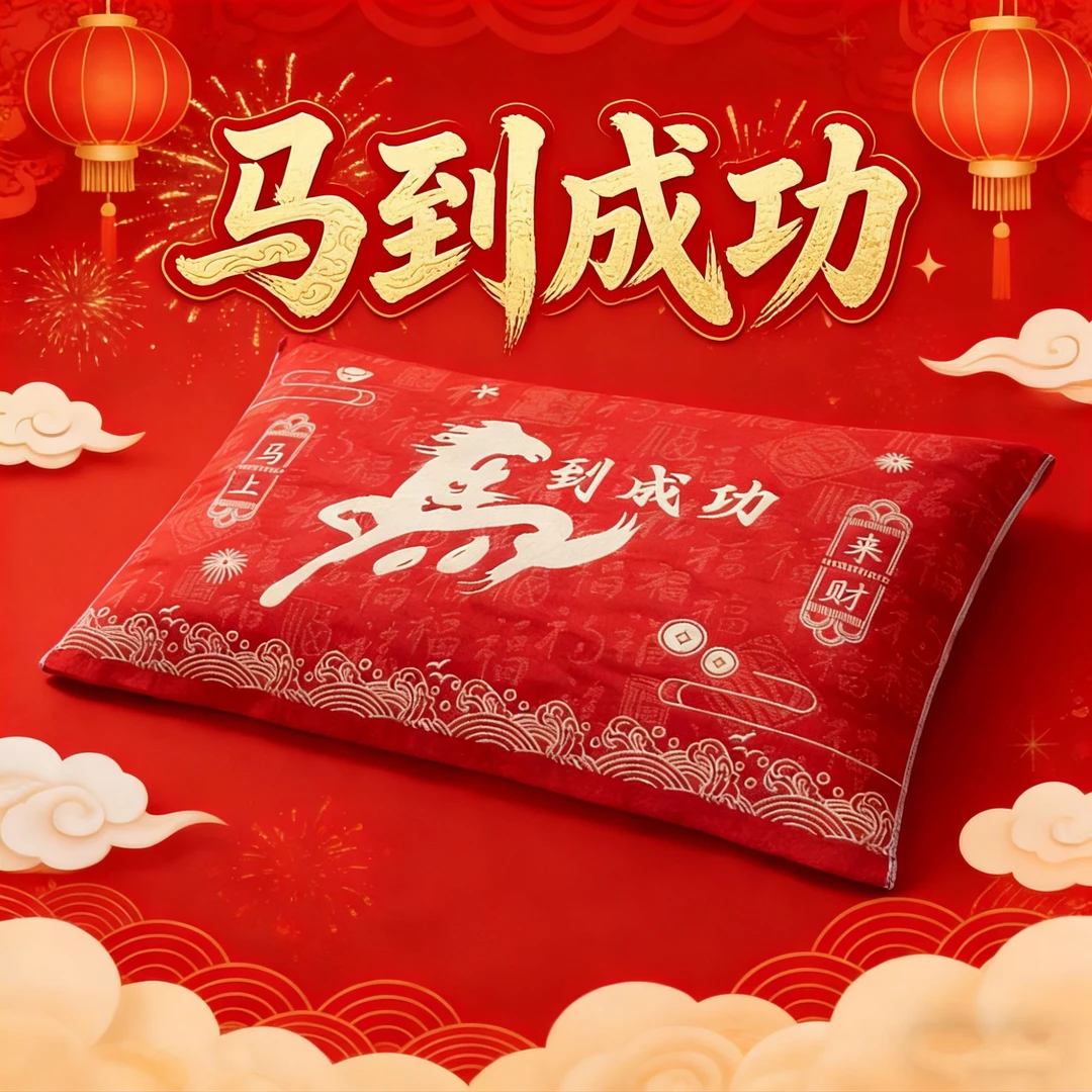 马年新红色百枕巾本命年礼物加厚