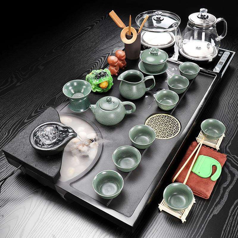 86M0天然乌金石茶盘茶具套装陶瓷紫砂家用办公简约式小号茶台茶海