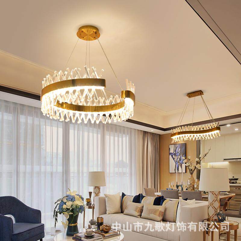 轻奢水晶吊灯现代简约餐厅客厅灯具别墅后现代卧室楼梯间网红灯具