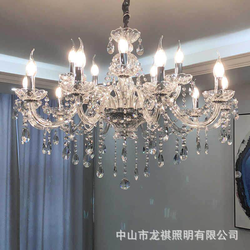 新款简约现代水晶灯吊灯欧式婚庆LED蜡烛卧室餐厅客厅灯具