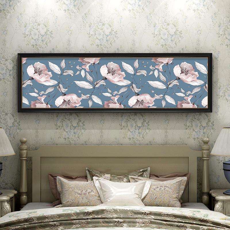 美式乡村田园房间床头装饰画简美花鸟卧室挂画横版欧式壁画温馨