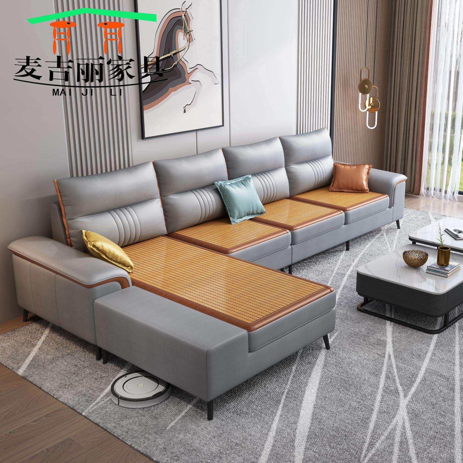 布艺沙发免洗客厅组合科技布小户型现代简约冬夏两用拼色贵妃沙发
