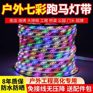 2026户外七彩灯跑马灯流水灯带工程亮化室内外防水招牌闪光le马年