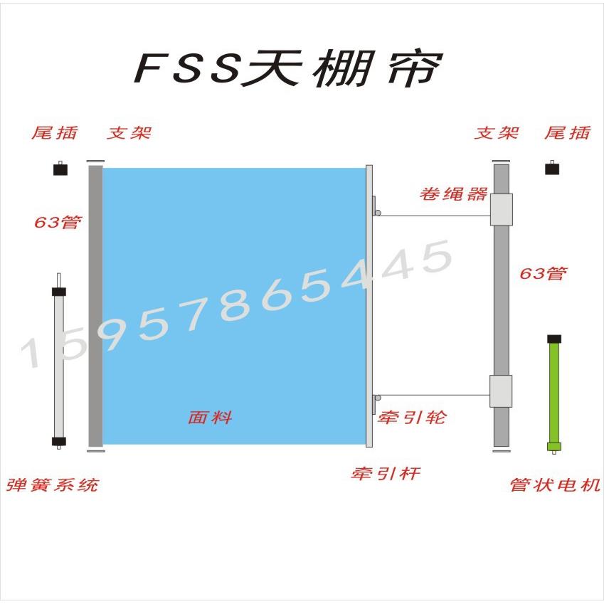 电动FSS卷轴式天棚帘管状电机遥控控制卷绳器扭簧牵引杆按需列单