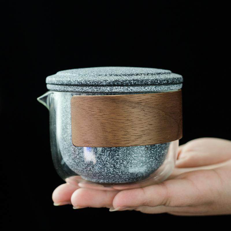 旅行茶具套装便携陶瓷快客杯一壶三杯户外旅游功夫黑陶玻璃泡茶壶