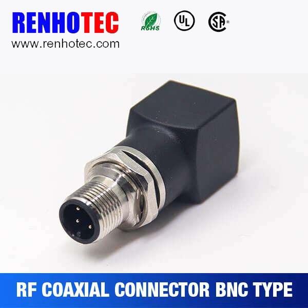 m12公头转rj45母头转接头m12直式4pin穿墙转rj45直型连接器