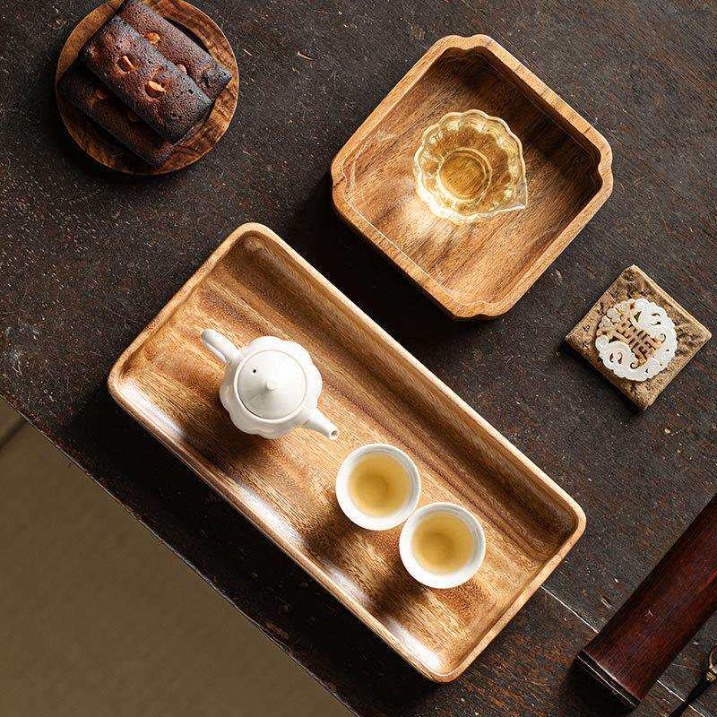 皓澜胡桃木家用点心盘实木茶点盘复古茶托盘茶具收纳干泡盘