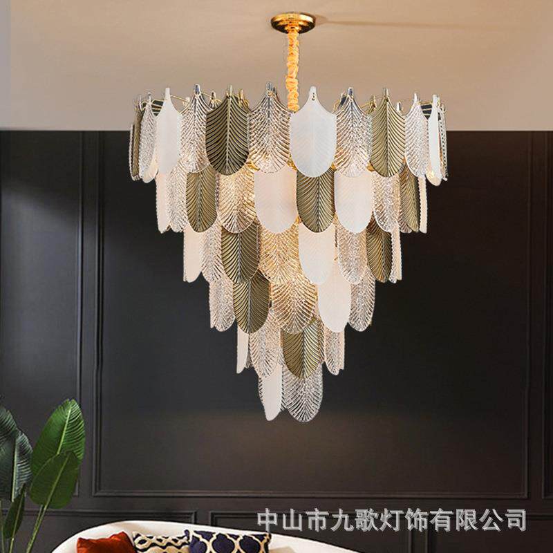 轻奢北欧后现代吊灯客厅灯2021新款简约别墅艺术玻璃卧室水晶灯