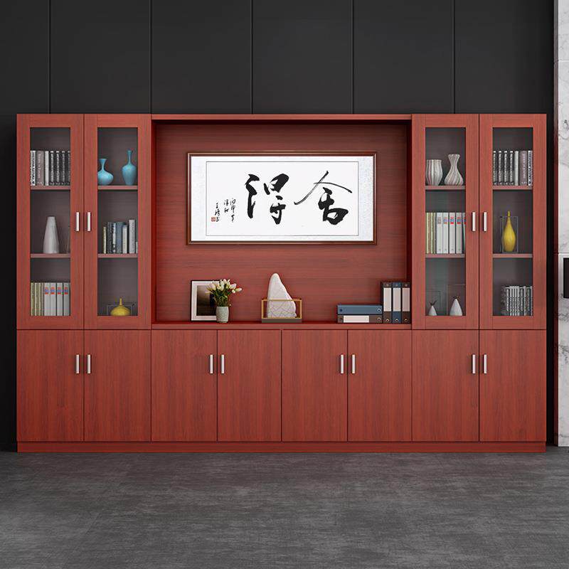 深圳办公室文件柜简约现代办公室家具背景柜玻璃门展架柜落地资料