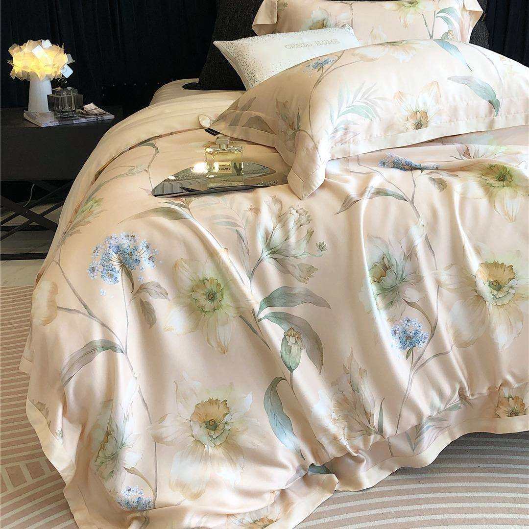 现代风花卉数码印兰精天丝四件套夏季丝滑裸睡级被套床单床上用品,智能设备,其他智能设备,淘宝优惠券,粉丝福利购,淘宝优惠卷