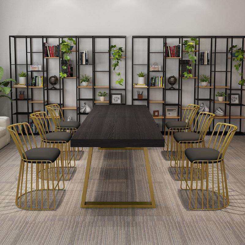 现代办公室简约办公桌黑色轻奢员工会议桌工作室简易电脑桌