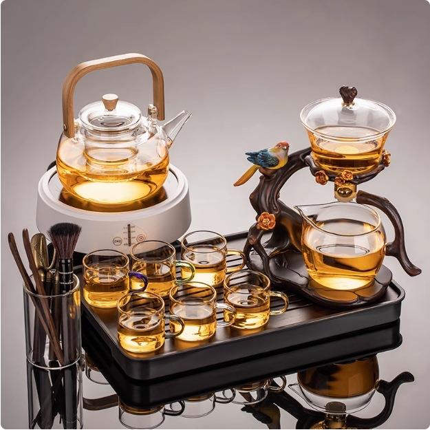 2024新款玻璃自动茶具套装家用轻奢高档茶杯磁吸茶壶懒人泡茶神器