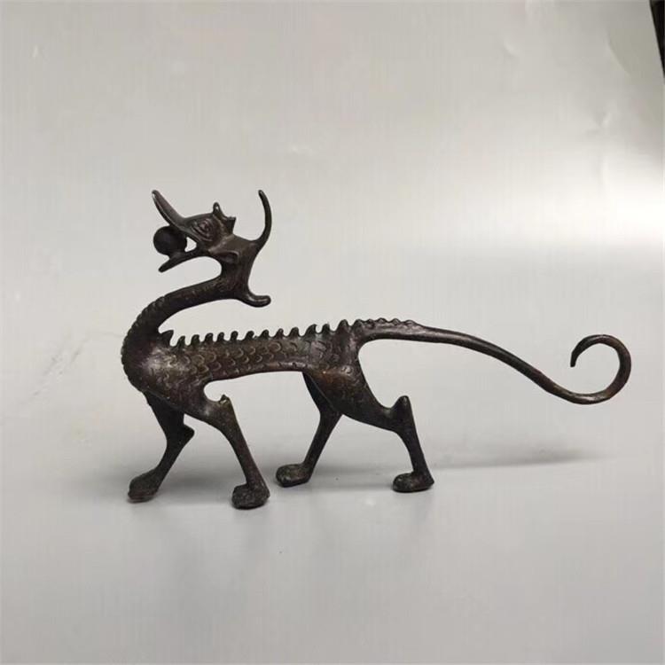 古玩杂件铜器做旧仿古单龙笔架金属工艺品