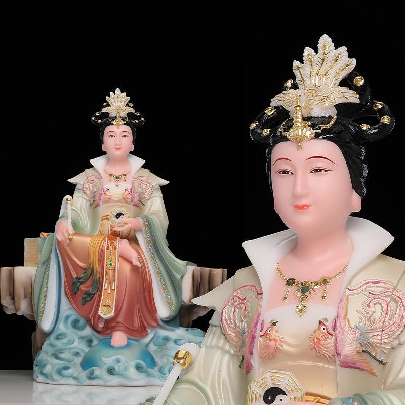 汉白玉彩绘地母娘娘神像后土夫人九母元君家居办公室开业工艺摆件
