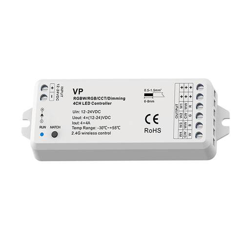 VP12-24V4CH*4ARGBW/RGB/⾊温/调光四通道LED控制器10动态模式