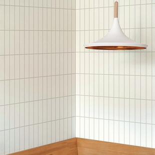 自粘加厚仿瓷砖壁纸防水防油墙贴奶油厨房改造翻新奶白条纹砖华庚