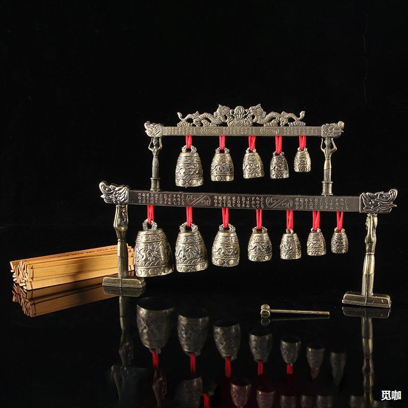 仿古乐器双层编钟复古青铜器击打摆件工艺品金钟