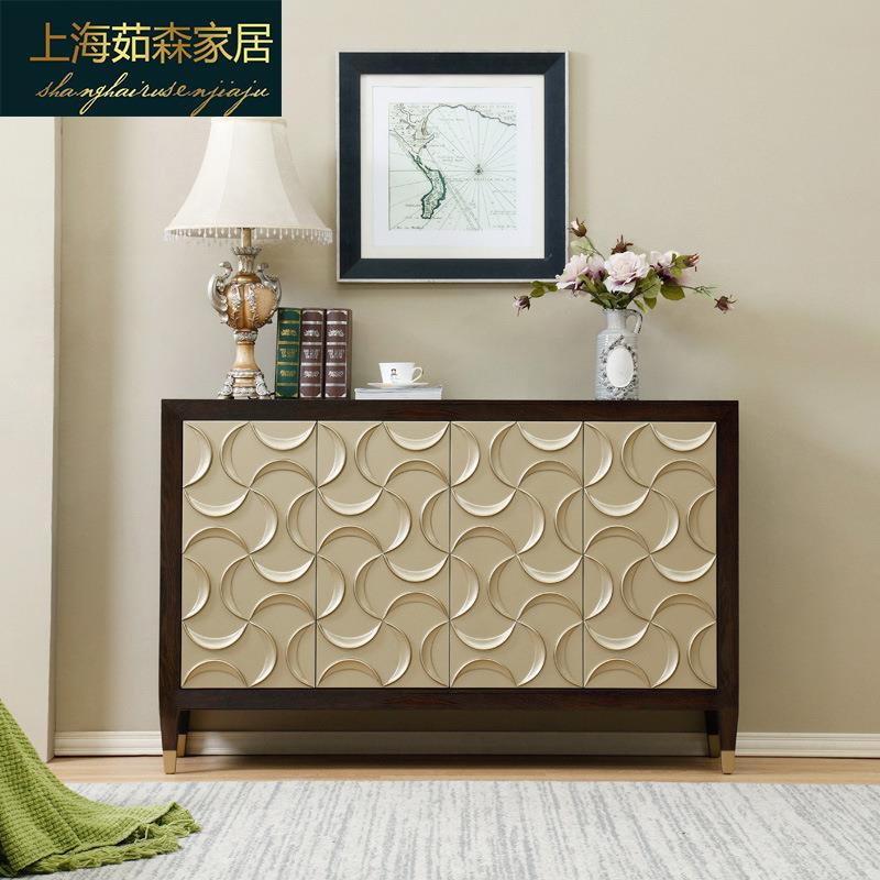 慕沐居欧式玄关柜简约实木雕花门厅柜隔断柜餐边柜装饰斗柜