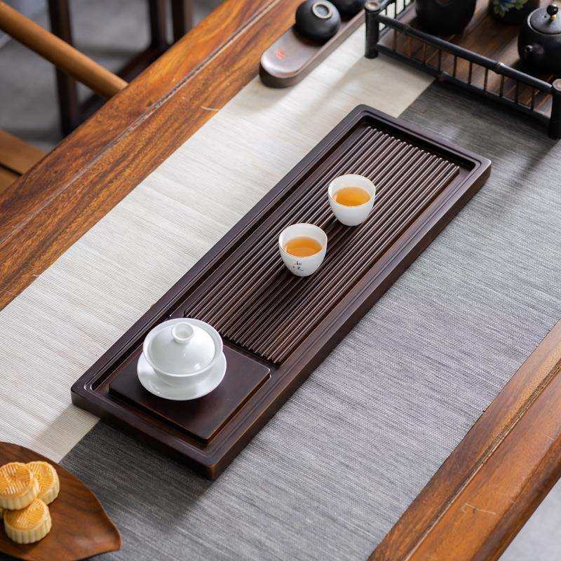 茶盘茶具客厅家用茶海电木款茶托盘干泡台乌金石小号茶台户外排水