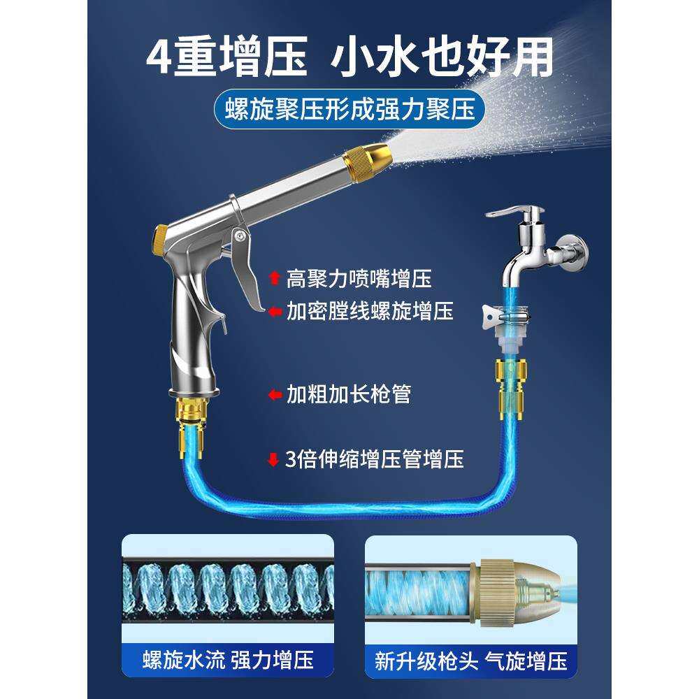 洗车水枪家用冲洗高压水枪喷头浇花冲阳台伸缩水管软管洗院子神器