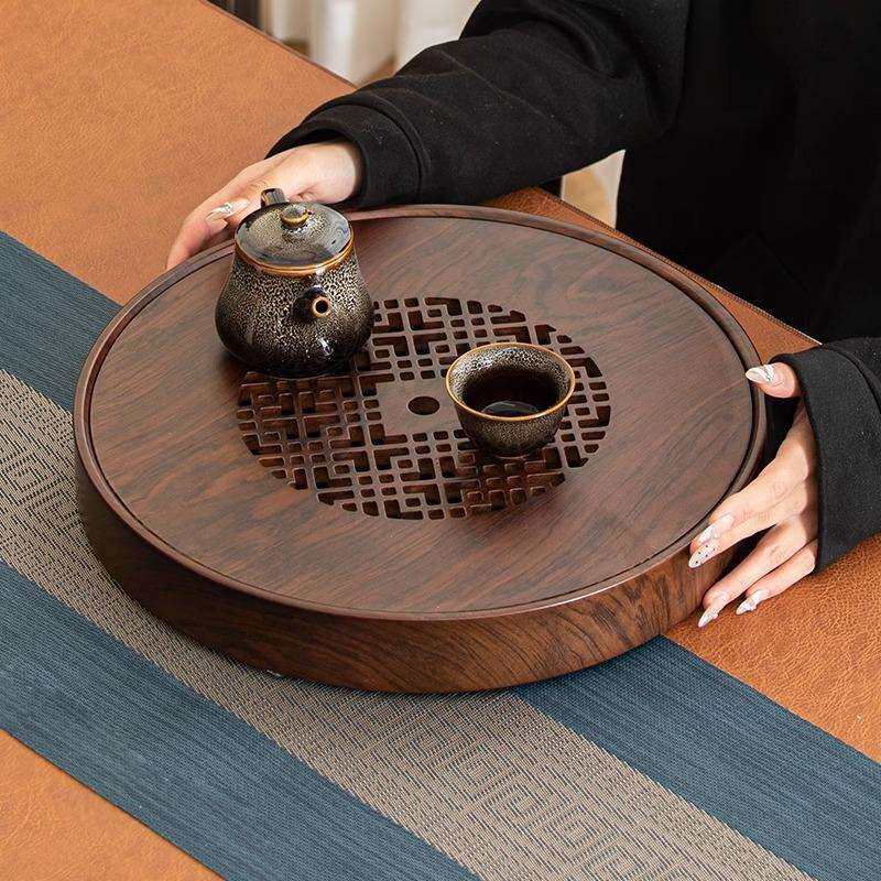 圆形新款家用茶具大容量储水式茶盘办公室干泡茶台沥水茶托盘茶海