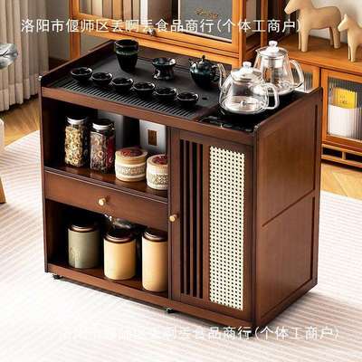 移动小型茶桌茶水柜家用放阳台泡茶桌茶台一体茶几桌子喝茶全套竹