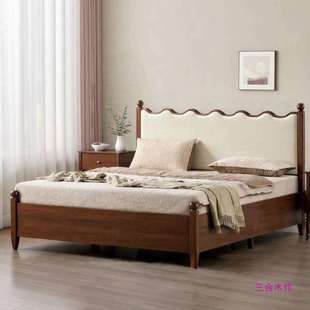 北美黑胡桃木双人床北欧全实木靠背主卧箱体床高箱储物床实木
