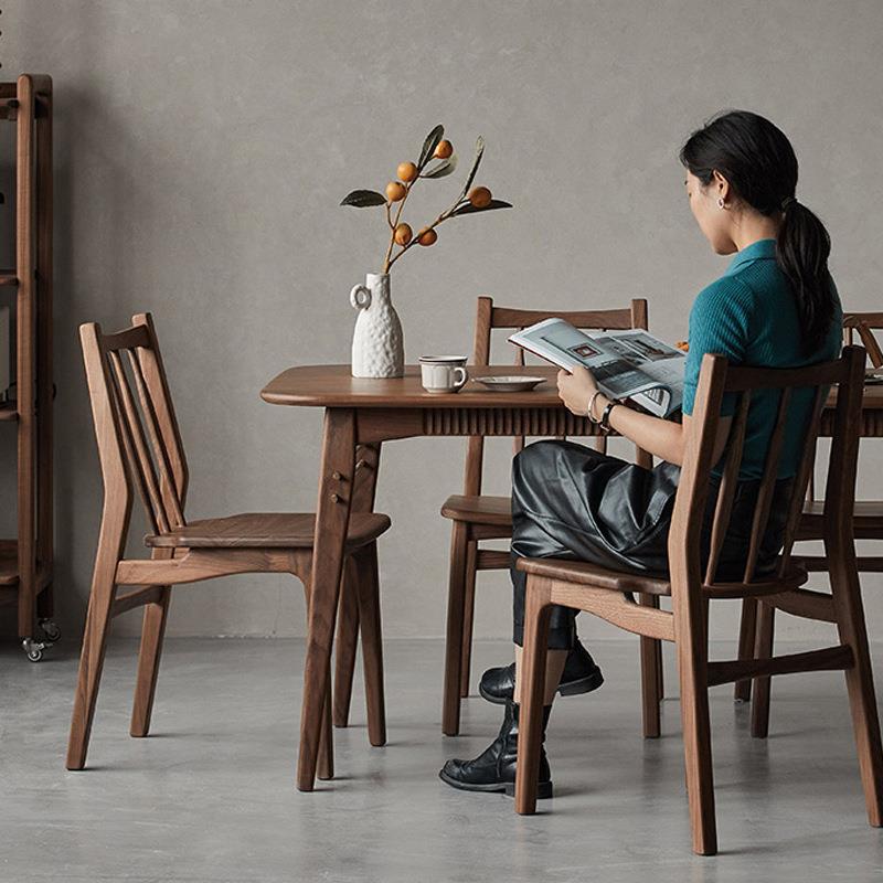 北美黑胡桃木靠背餐椅全实木餐厅家具小户型温莎椅子设计师休闲椅