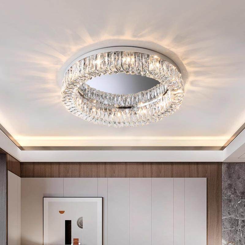 设计师款水晶吸顶灯圆形客厅卧室灯现代轻奢高端大气奢华餐厅灯