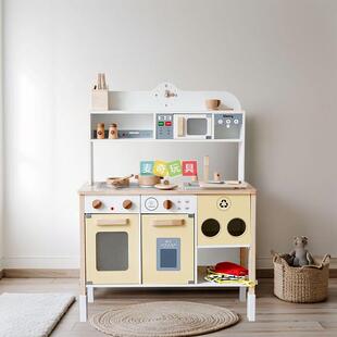 kienvy木质厨房煮饭玩具套装儿童仿真过家家烧菜灶台带菜板厨具