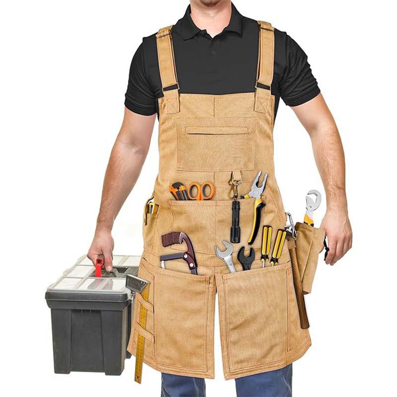 加厚耐磨围裙多口袋工具包开叉电工机械师可调节工作服